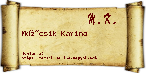 Mácsik Karina névjegykártya